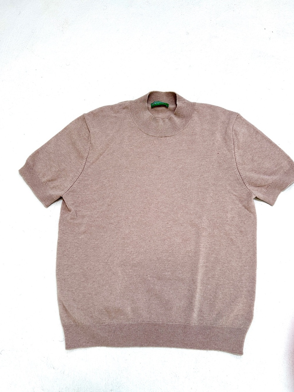 United Colors Of Benetton Short-Sleeve Turtleneck Sweater in Light Taupe